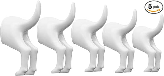 Dog Tail Wall Hooks,5 Pack Plastic Wall-Mounted Coat Hooks,Modern Decorative Hat Hanger Hooks,Cute Butt Hook Holder for Hanging Towels,Bags,Key,Purse,Dog Leash(White)