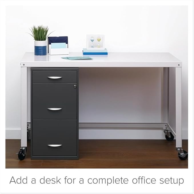 Pemberly Row Set of 5 Contemporary 3-Drawer Metal File Cabinet in Charcoal
