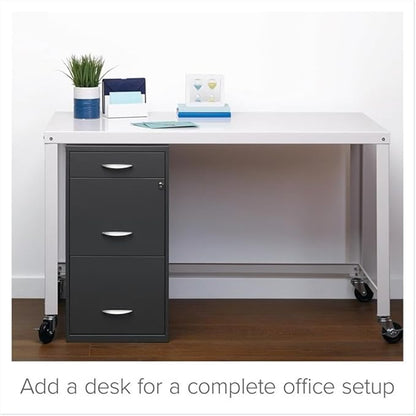 Pemberly Row Set of 5 Contemporary 3-Drawer Metal File Cabinet in Charcoal