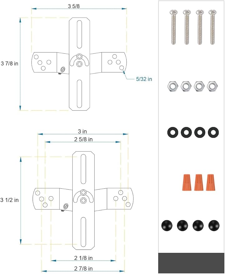 Light Fixture Mounting Bracket,4" Universal Crossbar,Mount Bracket Light Crossbar with Screws and Nuts,Rotatable and Fixed.Used for Pendant Lamps,Wall Lamps and Living Room Lamps,2 Pack.