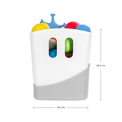 Ubbi Freestanding Bath Toy Organizer Bath Caddy with Removable Drying Rack Bin and Scoop for Toddlers and Baby, Gray (Pack of 6)