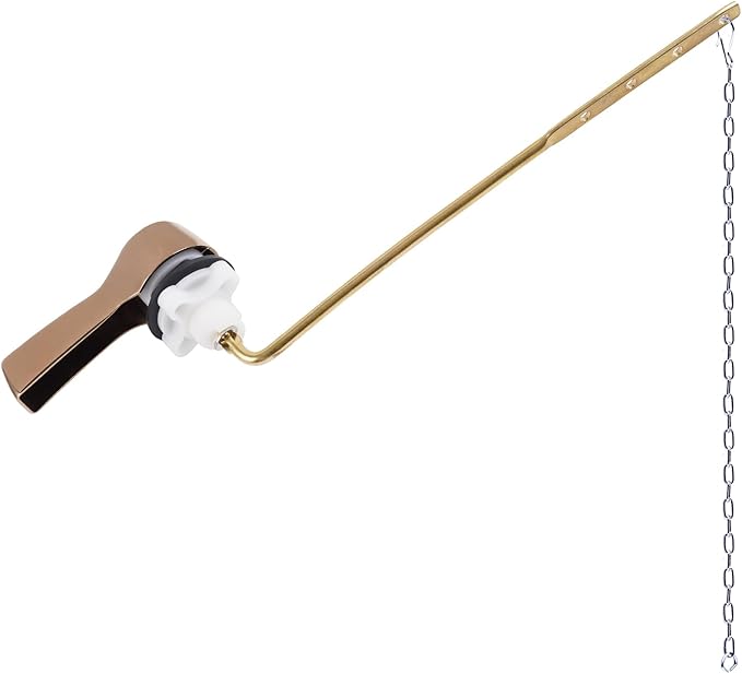 Hibbent Universal Metal Front Mount Toilet Handle Replacement Kit, Brass Toilet Flush Tank Lever with Stainless Steel Flapper Chains for Most Toilets, Rose Gold