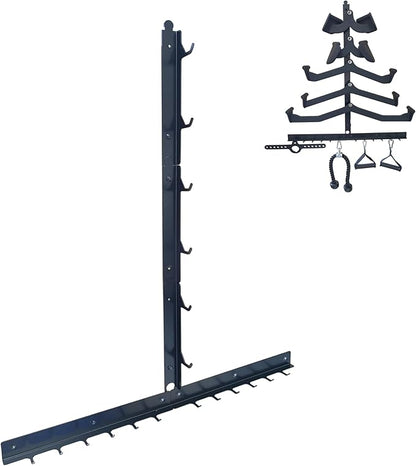 LAT Pull Down Bar Organizer Gym Storage Wall Organizer for Lat Pulldown Attachments, LAT Pull Down Bar Storage Rack for Different Cable Handles, Cable Attachments Rack for Gym Accessories