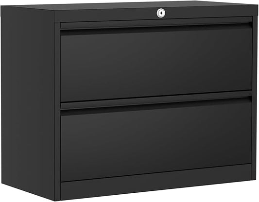 GarveeHome 2-Drawer File Cabinet with Lock, Metal Lateral Filing Cabinets for Letter/Legal Size Documents, Heavy Duty File Storage for Home Office, Black