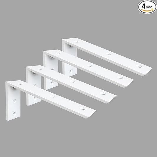 Heavy Duty Countertop Support Bracket 4 Pack - 18"x8"x2.5" White Granite/Quartz/Concrete/Laminate Shelf L Bracket