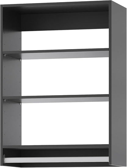 Medium Double Hanging Closet Unit, Modular Closet System, Wood Closet System Organizer with Storage for Walk In Closets, Clothing Rack Closet for Hanging Clothes, Bedroom, Black, 22.5"W