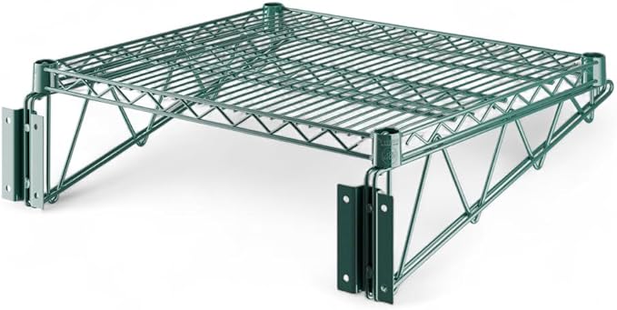 18" x 24" Green Wall-Mounted Wire Shelf with Epoxy Coating, Heavy-Duty Steel Storage Rack, NSF Certified, Easy Installation, Open Wire Design for Kitchen, Garage, or Utility Storage