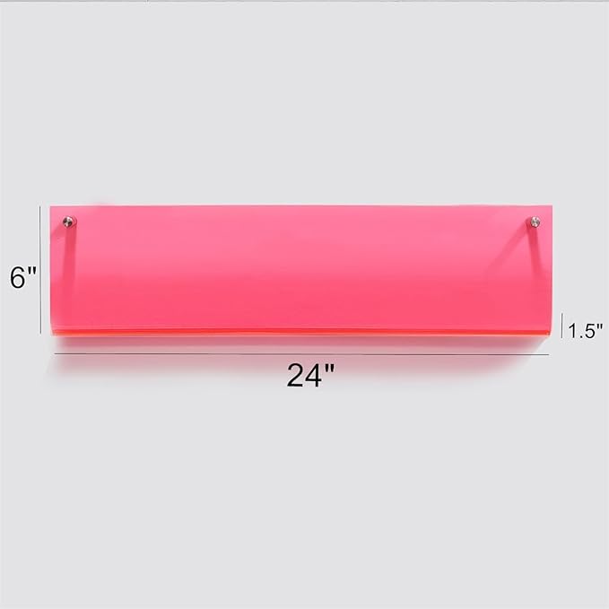 ROYALITA 2-Pack Acrylic Magazine Holder Brochure Holder, 24" Record Holder Magazine Rack, Fashion Hanging Bookshelf Literature Storage Rack for Waiting Room, Living Room, Office, Pink 24 Inch