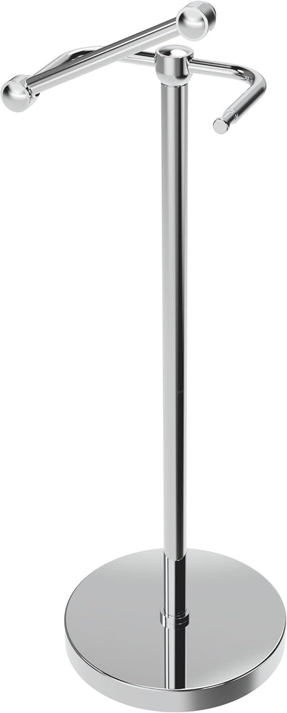 Toilet Paper Holder Stand, Post Pivoting Design Free Standing Toilet Paper Holder, SUS304 Stainless Steel Toilet Paper Roll Holder, Heavy Stable Base (Chrome)