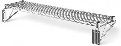 14" x 48" Chrome Wall-Mounted Wire Shelf with Epoxy Coating, Heavy-Duty Steel Storage Rack, NSF Certified, Easy Installation, Open Wire Design for Kitchen, Garage, or Utility Storage