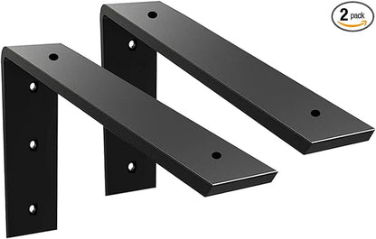 Countertop Support Bracket 2 Pack 8 inch Heavy Duty 3/8" Thick Black Granite Countertop Bracket 8"x6"x2.5" Shelf L Bracket Mantel Corbels for Quartz/Granite/Wood/Concret/Laminate Countertops