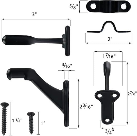 Triumph Hardware,3 Pack,3" Heavy Duty handrail Bracket Matte Black,Stair Railing Bracket DIY Easy Installation Hardware
