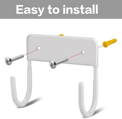 Ironing Board Holder Wall Mount, Heavy Duty Ironing Board Hanger for Laundry Room Organization, Space-Saving Wall Hook for Iron and Board Storage, Fits T & Y Style Iron Boards, White