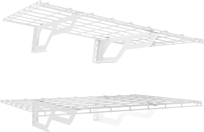 The Atlas 2-Pack 2x3 ft Garage Wall Shelves, 400lbs Heavy Duty Garage Shelving Wall Mounted, 24"x36" Metal Floating Shelf Storage Rack, White