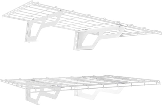 The Atlas 2-Pack 2x3 ft Garage Wall Shelves, 400lbs Heavy Duty Garage Shelving Wall Mounted, 24"x36" Metal Floating Shelf Storage Rack, White