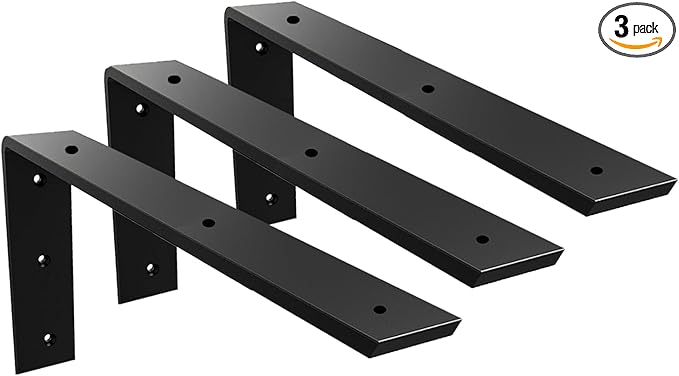 Countertop Support Bracket 3 Pack 20 inch Heavy Duty 3/8" Thick Black Granite Countertop Bracket 20"x8"x2.5" Shelf L Bracket Mantel Corbels for Quartz/Granite/Wood/Concret/Laminate Countertops