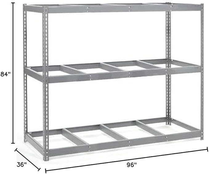 Global Industrial Wide Span Rack With 3 Shelves No Deck, 1100 Lb Capacity Per Level, 96" W x 36" D x 84" H
