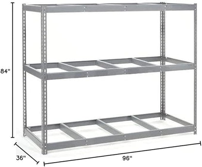 Global Industrial Wide Span Rack With 3 Shelves No Deck, 1100 Lb Capacity Per Level, 96" W x 36" D x 84" H