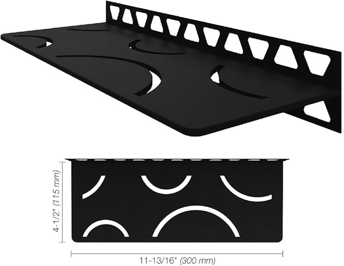 Schluter Rectangular Shelf for Tiled Walls - 4mm Thick, Curve Design, Aluminum Material, Matte Black Finish - SWS1D6MGS