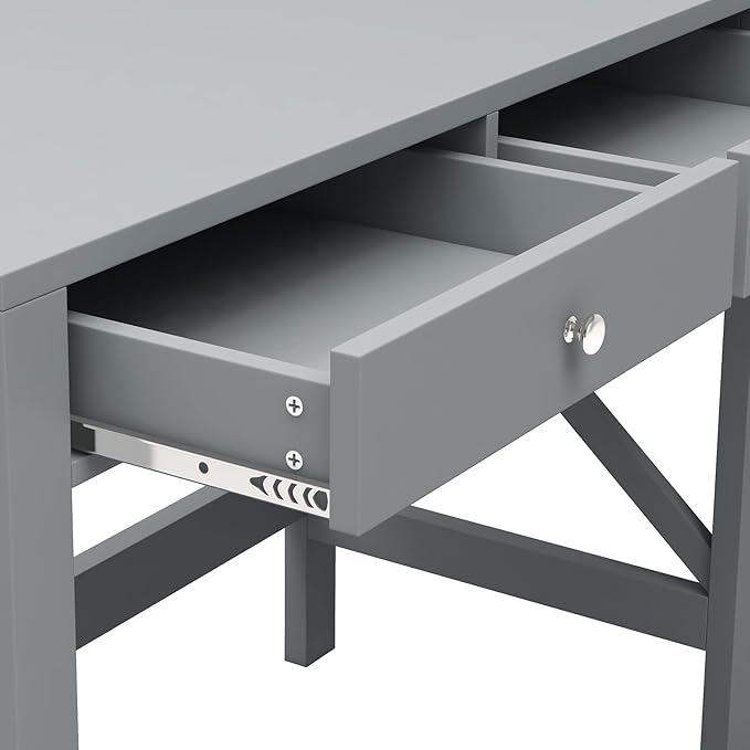 ChooChoo Computer Desk Study for Home Office, Modern Simple 40 Inches Desk with Drawers, Makeup Vanity Console Table, Grey