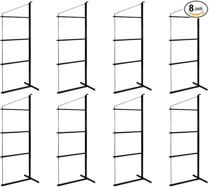 Mytee Products 8 Pack 4 Tier Shipping Container Shelving Bracket with Hooks - 19" x 77-1/2", 551 lbs WLL - Black Powder Coated Steel for Heavy Duty Trailer Containers - Easy to Assemble & Remove
