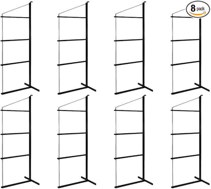Mytee Products 8 Pack 4 Tier Shipping Container Shelving Bracket with Hooks - 19" x 77-1/2", 551 lbs WLL - Black Powder Coated Steel for Heavy Duty Trailer Containers - Easy to Assemble & Remove