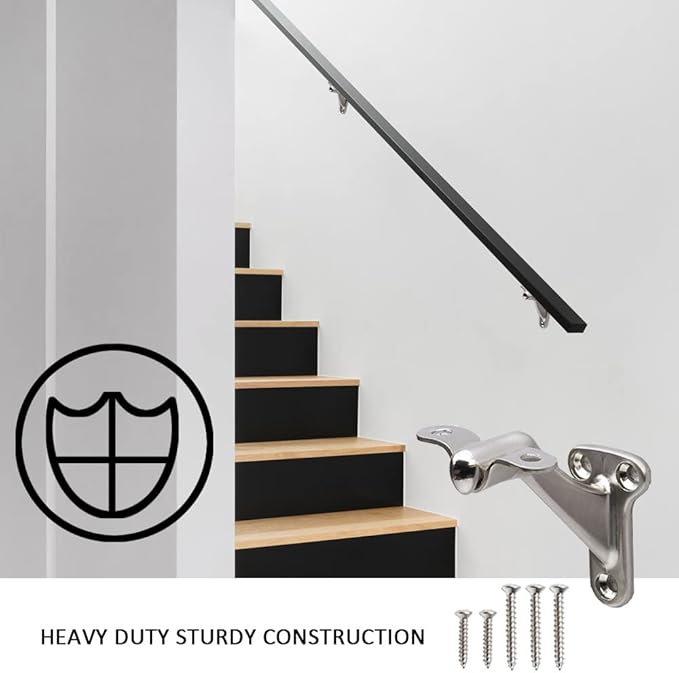 3 Pack brushed nickel handrail bracket,Handrail Stair Brackets 3" Heavy Duty Support Hardware Stairways, Home or Office Staircase Hand Rail Bracket with Screws,Easy Installation Railing Bracket