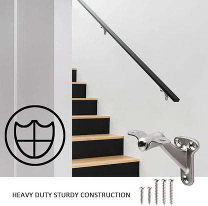3 Pack brushed nickel handrail bracket,Handrail Stair Brackets 3" Heavy Duty Support Hardware Stairways, Home or Office Staircase Hand Rail Bracket with Screws,Easy Installation Railing Bracket