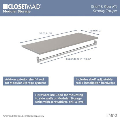 ClosetMaid Modular Storage Shelf and Hang Rod Kit, Taupe