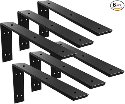 Countertop Support Bracket 6 Pack 20 inch Heavy Duty 3/8" Thick Black Granite Countertop Bracket 20"x8"x2.5" Shelf L Bracket Mantel Corbels for Quartz/Granite/Wood/Concret/Laminate Countertops