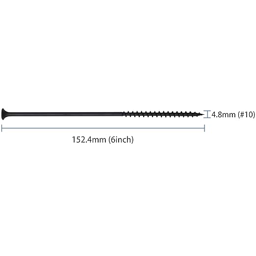 40pcs #10 × 6 inch High Hardness Drywall Screws, Black, Coarse Thread, Phillips Drive, Bugle Head, Black Wood Screws, Long Screws, Wood and More