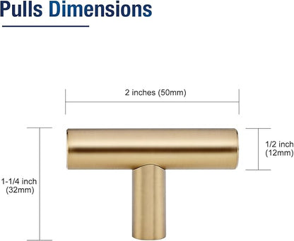 JOY DECOR 60 Pack Champagne Bronze Cabinet Pulls – 2 Inch Length, Single Hole – Stainless Steel Kitchen Cabinet Handles for Drawer and Cupboard