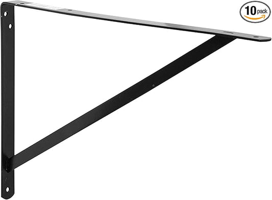 Decko Products 49152-10 Heavy-Duty Shelf Bracket, 19.25-Inch X 12.50-Inch, Black, 10-Pack