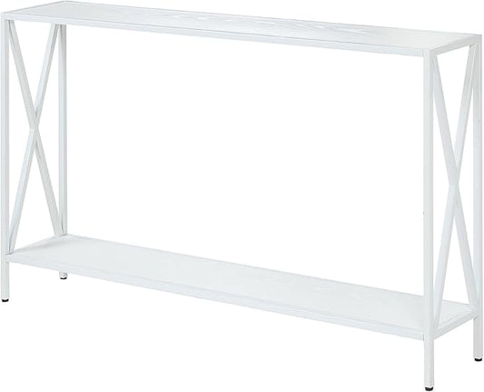 Convenience Concepts Tucson Console Table 47.25" - Modern Sofa Table with Storage Shelf, Entryway Hall Table for Living Room, White/White