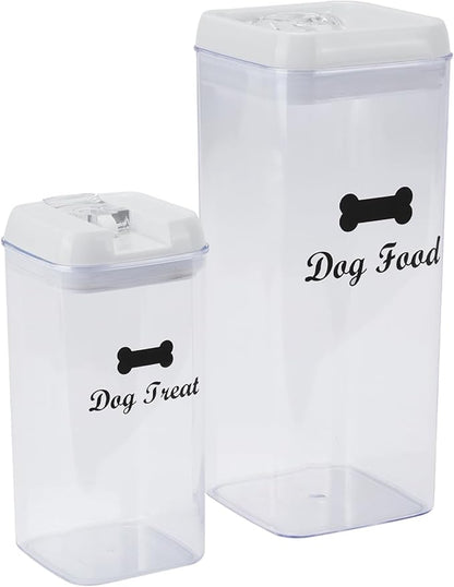 Pethiy dog food storage container dog treat container airtight pet Treats Storage Container-Clear Plastic Storage Canister Tins pet jars(2 Pack set)