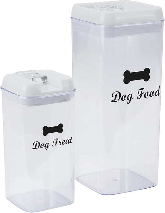 Pethiy dog food storage container dog treat container airtight pet Treats Storage Container-Clear Plastic Storage Canister Tins pet jars(2 Pack set)
