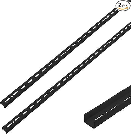 Shelving Track,ULIFESTAR Dual Trak Adjustable Wood Shelf Bracket,2PCS Direct Mount Into Fasttrack Garage Rail,Garage Organization System (17*10*1500mm/0.66*0.39*59" Single Row Black)
