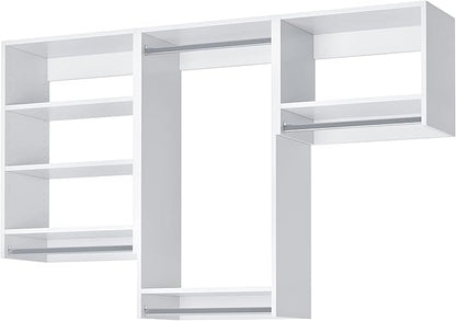 Closet Kit with Hanging Rods - Corner Closet System - Closet Shelves - Closet Organizers and Storage Shelves (White, 69 inches Wide) Closet Shelving