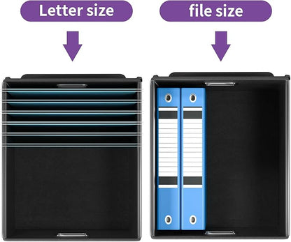 Huolewa Upgraded File Organizer Boxes with Lids, Linen Hanging Filing & Storage Boxes with Plastic Slides for Office/Decor/Hom, Universal Hanging Filing Organization Boxes for Letter/Legal Folder