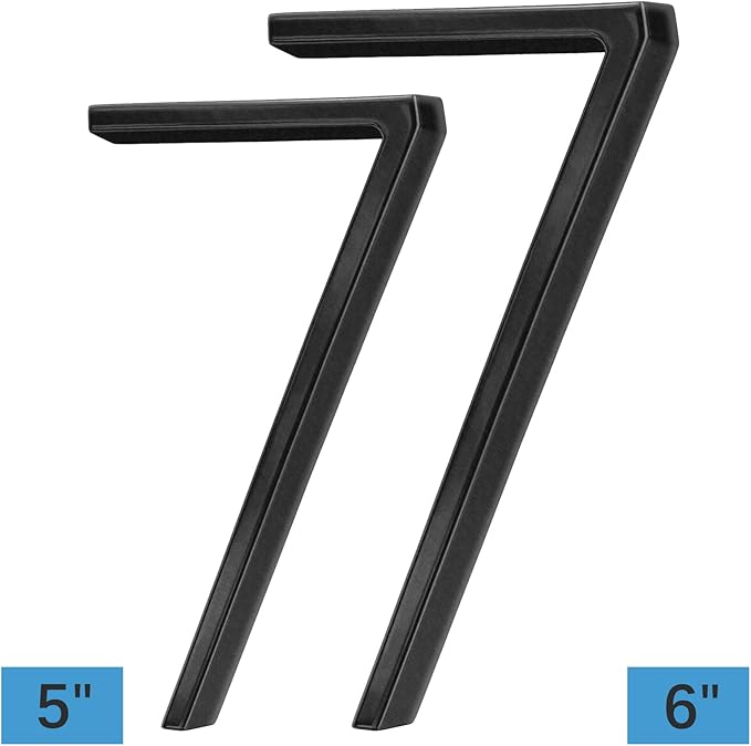 6" Stainless Steel Floating House Number 7, Metal Modern House Numbers, Mailbox Decor Number with Nail Kit, Coated Black, 911 Visibility Signage (Large 7)