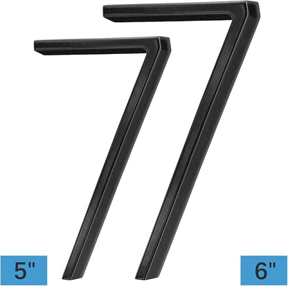 6" Stainless Steel Floating House Number 7, Metal Modern House Numbers, Mailbox Decor Number with Nail Kit, Coated Black, 911 Visibility Signage (Large 7)