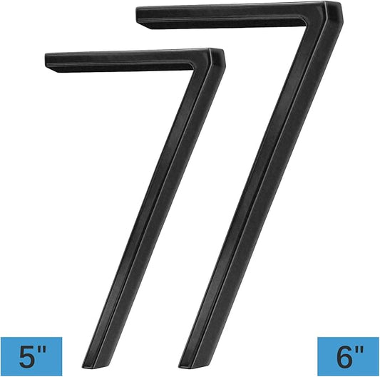 6" Stainless Steel Floating House Number 7, Metal Modern House Numbers, Mailbox Decor Number with Nail Kit, Coated Black, 911 Visibility Signage (Large 7)
