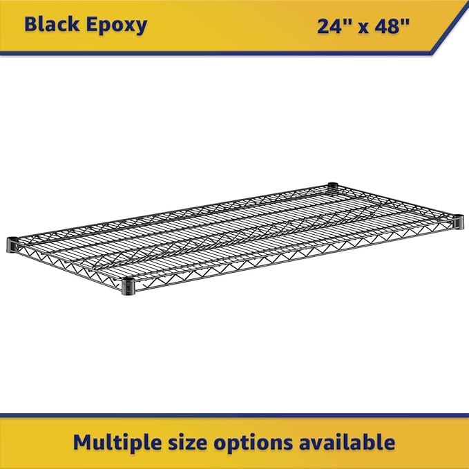 2-Pack Black 24" x 48" Additional Wire Shelf for Shelving Units, Replacement Shelves for Wire Rack