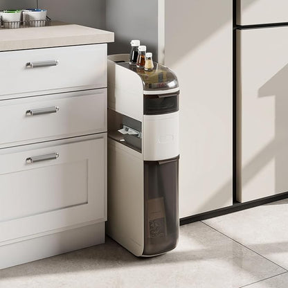 Giantex 4-Tiers Narrow Bathroom Storage Cabinet, Slim Rolling Toilet Paper Organizer w/Drawers, Tissue Box, Movable Plastic Storage Cart for Laundry Living Room Kitchen (17” x 7” x 30”（4 Tiers）)