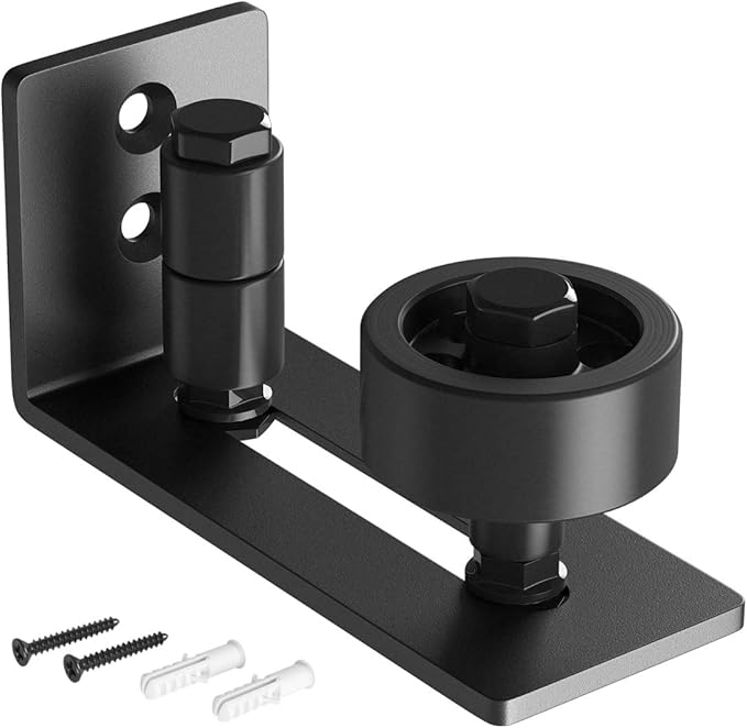 SMARTSTANDARD Sliding Barn Door Floor Guide for Bottom Adjustable Roller - 8 Setup Options for DIYers - Flush Design Bottom Flat Barn Door Floor Guide Stay Roller (Black) 1PCS