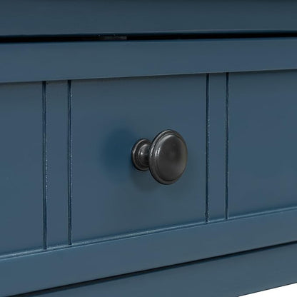 35.34" Console Table Traditional Design with Two Drawers and Bottom Shelf,Dark Navy