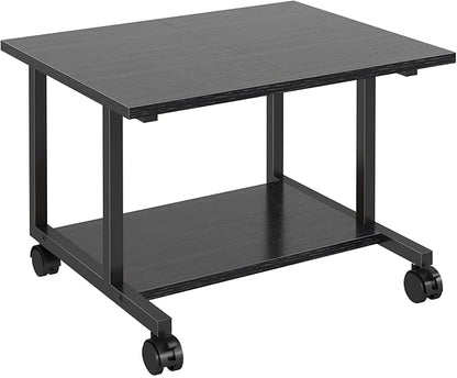 Livofloral Under Desk Printer Stand, 20.5 x 15.7 Inches Cart With Wheels, 2 Tier Mobile Table for Home Office, Large Stand With Storage for Mini Fridge, Black