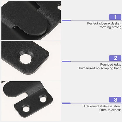 4 Pairs Interlocking Flush Mount Bracket Picture Hanging Hooks Black Stainless Steel Heavy Duty Photo Frame Hook Large Picture Hanger Buckle Furniture Connector Headboard Wall Mounting Hardware