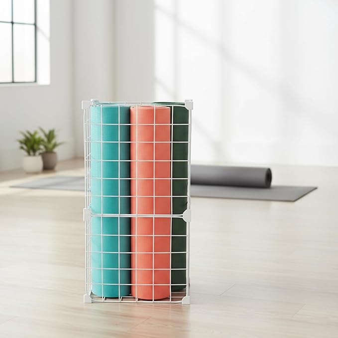 Yoga Mat Storage Racks, Home Gym Storage Rack Yoga Mat Holder,for Foam Roller,Yoga Strap,Thick Yoga Mats and Resistance Bands, Workout Equipment Corner Storage Organizer, 12.6"L*8.7"W*24.4"H
