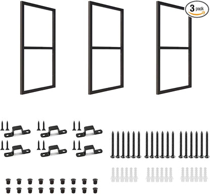 2-Tier Square Shelf Bracket, 26-3/8" Height, Wall/Ceiling Mount Storage Shelving, Black Powder-Coated Carbon Steel Carbon Steel, Rust-Resistant, 110 lbs Capacity, 3 Pack